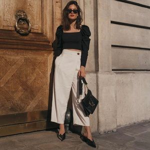 Zara white front wrap palazzo pant